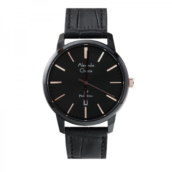 Alexandre Christie AC 1030 Full Black Rosegold Man Leather MDLIPBARG